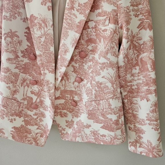 L'Agence Rose Tan Tropical Toile Print Brooke Blazer - Picture 4 of 12
